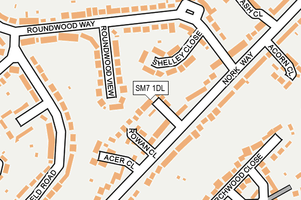 SM7 1DL map - OS OpenMap – Local (Ordnance Survey)