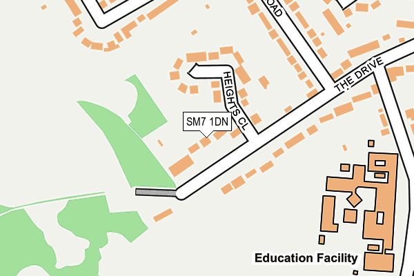 SM7 1DN map - OS OpenMap – Local (Ordnance Survey)