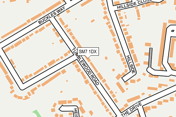 SM7 1DX map - OS OpenMap – Local (Ordnance Survey)