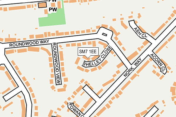 SM7 1EE map - OS OpenMap – Local (Ordnance Survey)