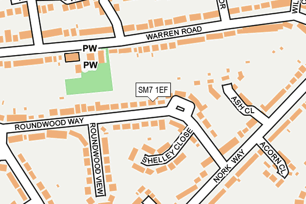 SM7 1EF map - OS OpenMap – Local (Ordnance Survey)