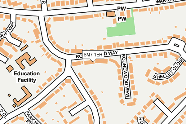 SM7 1EH map - OS OpenMap – Local (Ordnance Survey)