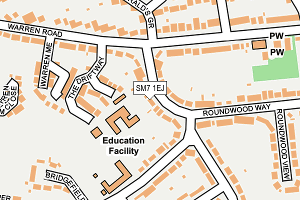 SM7 1EJ map - OS OpenMap – Local (Ordnance Survey)