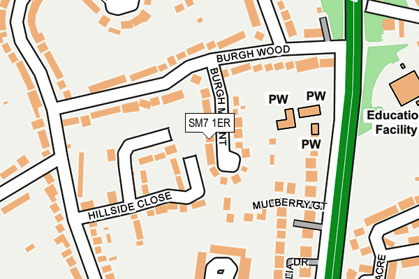 SM7 1ER map - OS OpenMap – Local (Ordnance Survey)