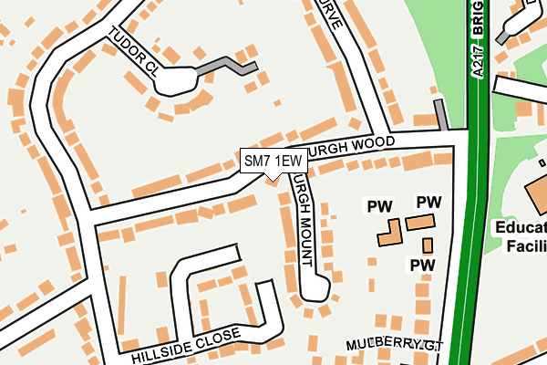 SM7 1EW map - OS OpenMap – Local (Ordnance Survey)
