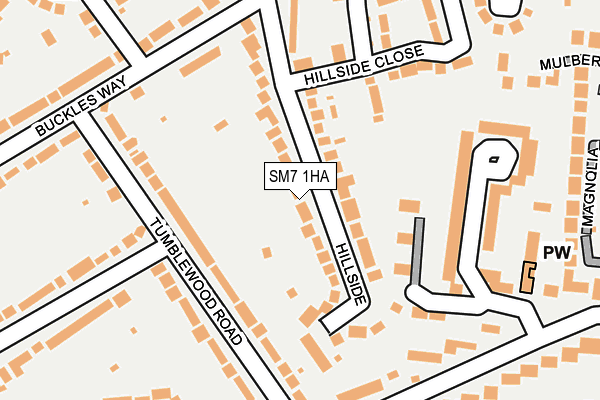 SM7 1HA map - OS OpenMap – Local (Ordnance Survey)