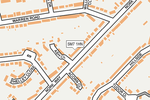 SM7 1HN map - OS OpenMap – Local (Ordnance Survey)