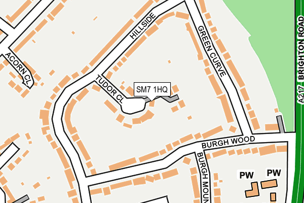 SM7 1HQ map - OS OpenMap – Local (Ordnance Survey)