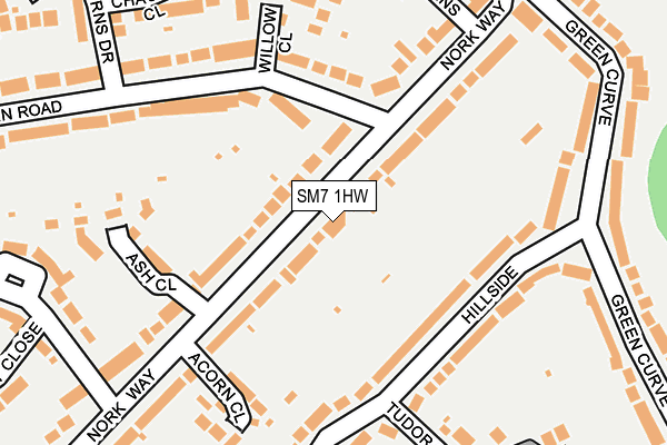 SM7 1HW map - OS OpenMap – Local (Ordnance Survey)