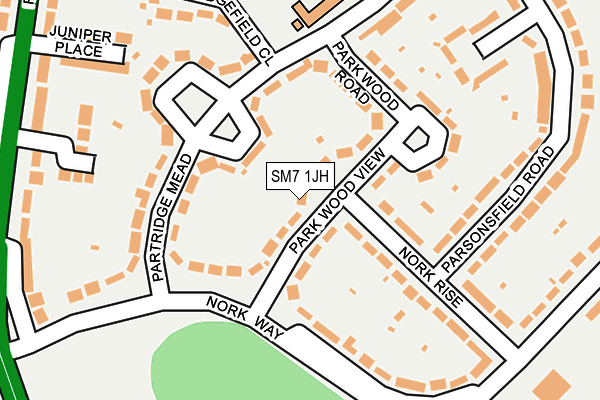 SM7 1JH map - OS OpenMap – Local (Ordnance Survey)