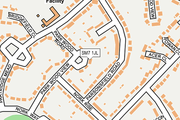 SM7 1JL map - OS OpenMap – Local (Ordnance Survey)