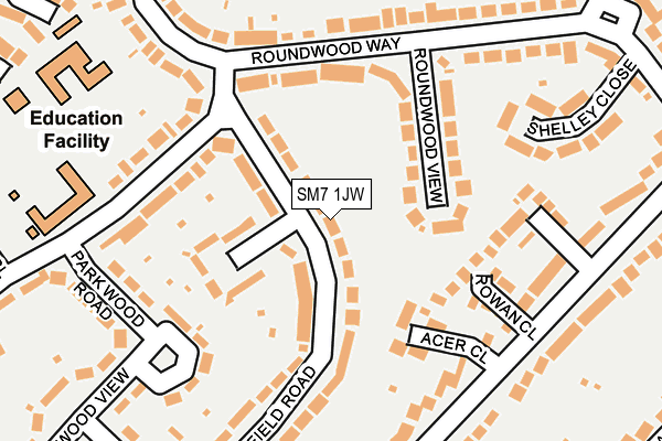 SM7 1JW map - OS OpenMap – Local (Ordnance Survey)