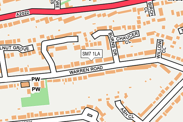 SM7 1LA map - OS OpenMap – Local (Ordnance Survey)