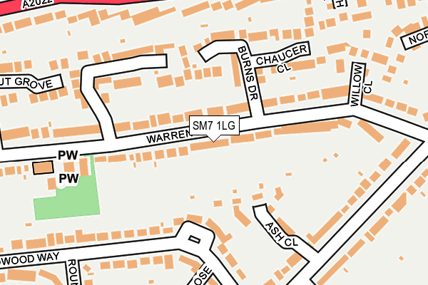 SM7 1LG map - OS OpenMap – Local (Ordnance Survey)