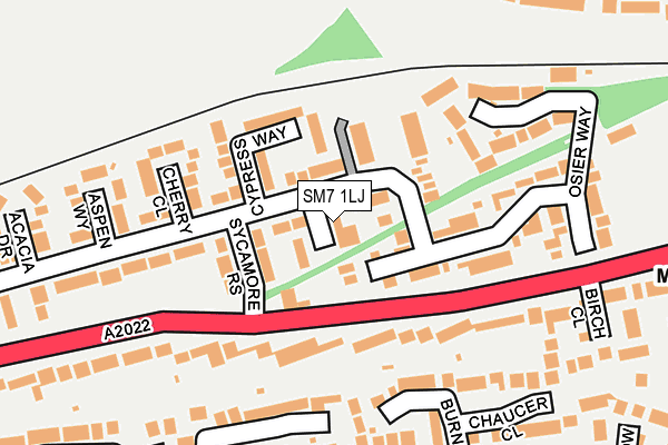 SM7 1LJ map - OS OpenMap – Local (Ordnance Survey)