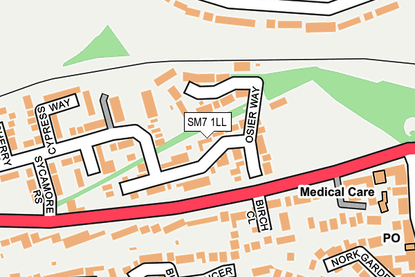 SM7 1LL map - OS OpenMap – Local (Ordnance Survey)