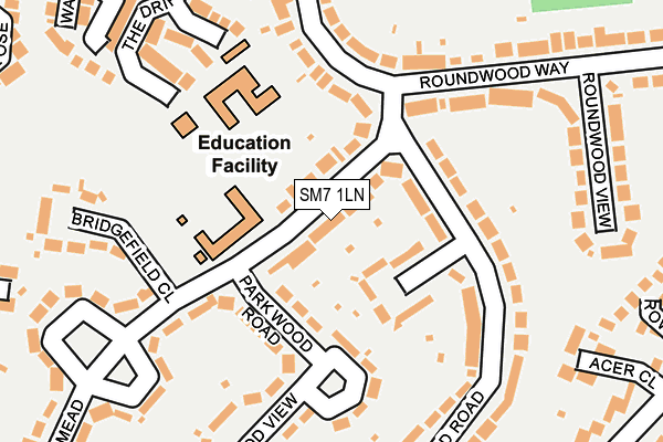 SM7 1LN map - OS OpenMap – Local (Ordnance Survey)