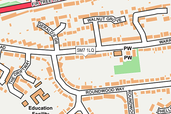 SM7 1LQ map - OS OpenMap – Local (Ordnance Survey)