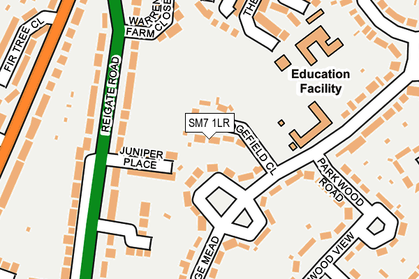 SM7 1LR map - OS OpenMap – Local (Ordnance Survey)