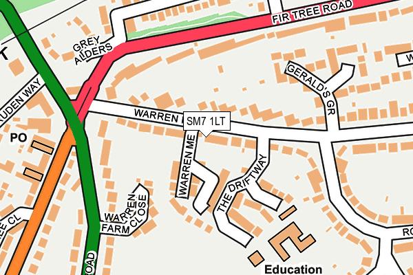 SM7 1LT map - OS OpenMap – Local (Ordnance Survey)