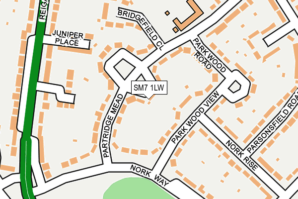 SM7 1LW map - OS OpenMap – Local (Ordnance Survey)