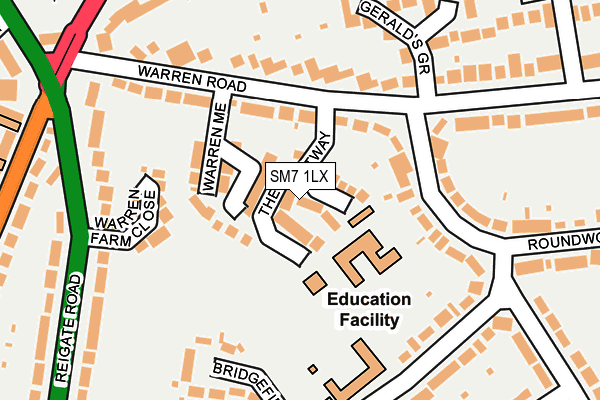 SM7 1LX map - OS OpenMap – Local (Ordnance Survey)