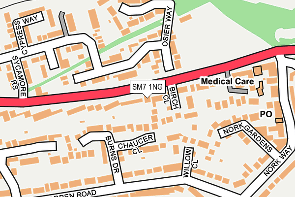 SM7 1NG map - OS OpenMap – Local (Ordnance Survey)