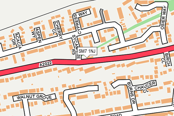 SM7 1NJ map - OS OpenMap – Local (Ordnance Survey)