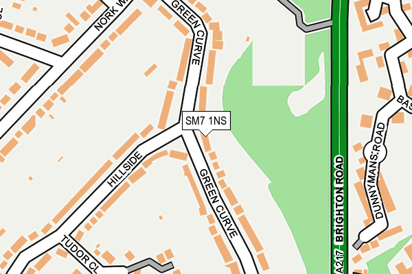 SM7 1NS map - OS OpenMap – Local (Ordnance Survey)