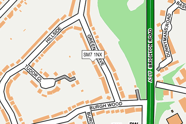 SM7 1NX map - OS OpenMap – Local (Ordnance Survey)