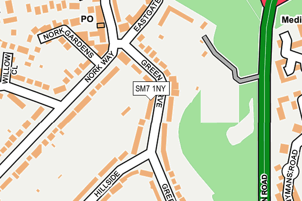 SM7 1NY map - OS OpenMap – Local (Ordnance Survey)