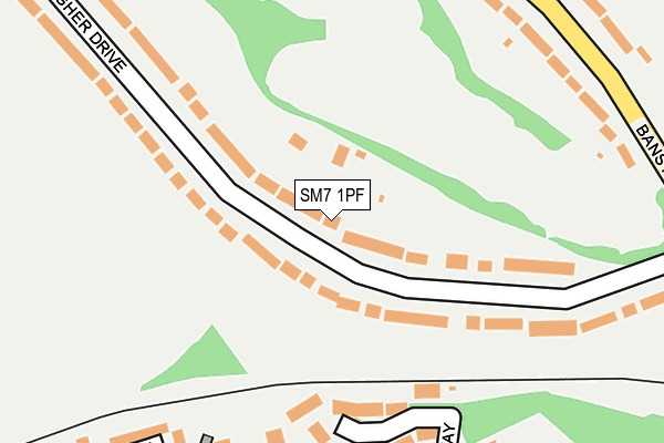 SM7 1PF map - OS OpenMap – Local (Ordnance Survey)