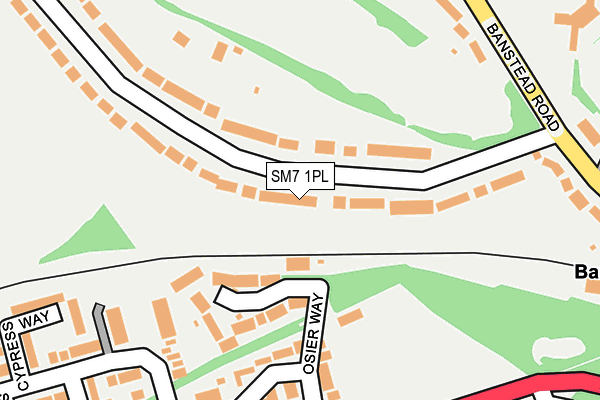 SM7 1PL map - OS OpenMap – Local (Ordnance Survey)