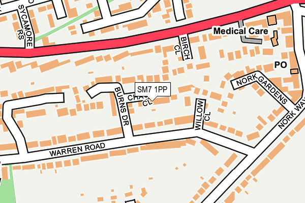 SM7 1PP map - OS OpenMap – Local (Ordnance Survey)