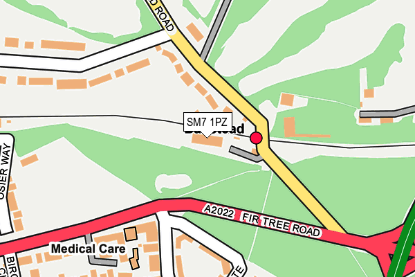 SM7 1PZ map - OS OpenMap – Local (Ordnance Survey)