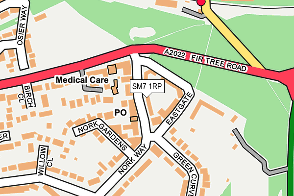SM7 1RP map - OS OpenMap – Local (Ordnance Survey)