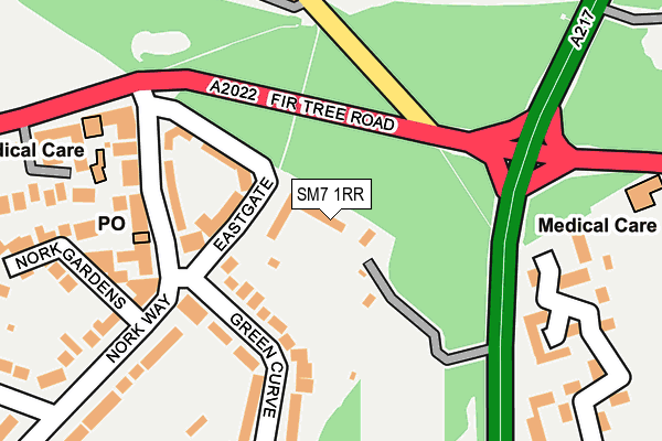 SM7 1RR map - OS OpenMap – Local (Ordnance Survey)