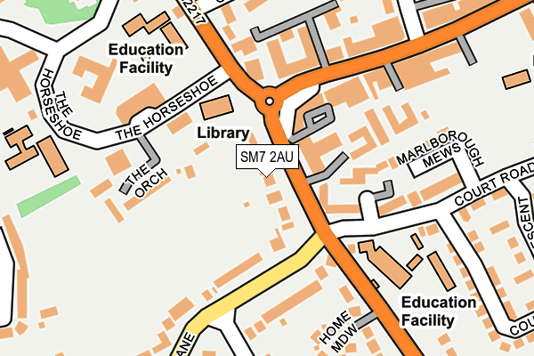 SM7 2AU map - OS OpenMap – Local (Ordnance Survey)