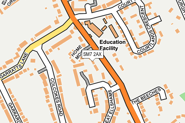 SM7 2AX map - OS OpenMap – Local (Ordnance Survey)