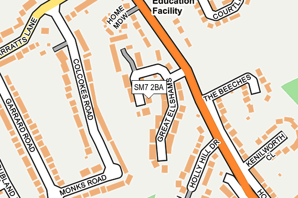 SM7 2BA map - OS OpenMap – Local (Ordnance Survey)