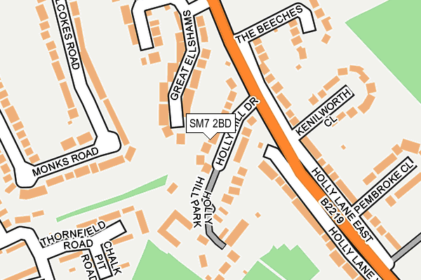 SM7 2BD map - OS OpenMap – Local (Ordnance Survey)
