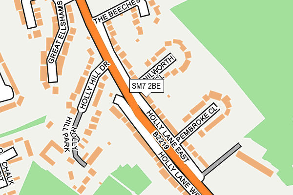 SM7 2BE map - OS OpenMap – Local (Ordnance Survey)