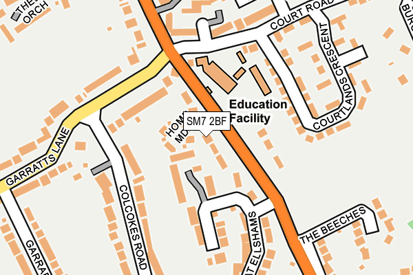 SM7 2BF map - OS OpenMap – Local (Ordnance Survey)
