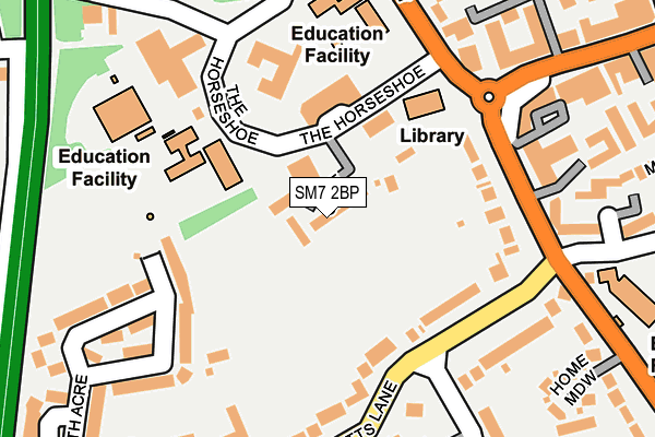 SM7 2BP map - OS OpenMap – Local (Ordnance Survey)