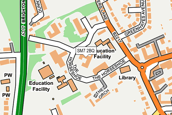 SM7 2BQ map - OS OpenMap – Local (Ordnance Survey)