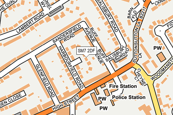SM7 2DF map - OS OpenMap – Local (Ordnance Survey)