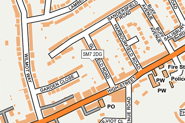 SM7 2DG map - OS OpenMap – Local (Ordnance Survey)