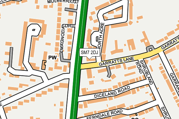 SM7 2DJ map - OS OpenMap – Local (Ordnance Survey)