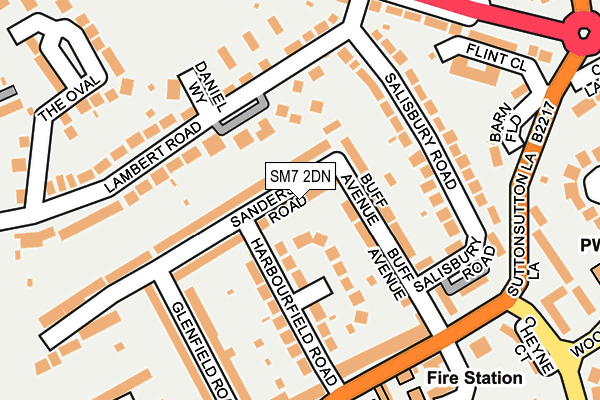 SM7 2DN map - OS OpenMap – Local (Ordnance Survey)