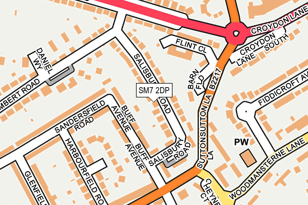 SM7 2DP map - OS OpenMap – Local (Ordnance Survey)